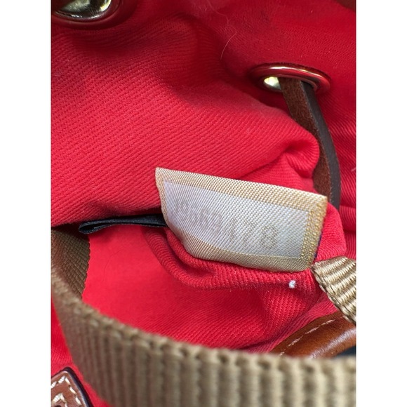 Dooney & Bourke Suede Drawstring Bucket Bag Orange Rust Tassel Leather Vintage - Picture 11 of 14